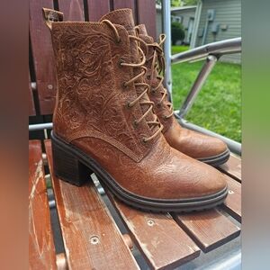 Timberland sienna high zip embossed leather brown waterproof boots